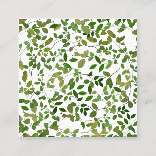 緑の植物のリースの花屋の正方形 スクエア名刺 (裏面)
