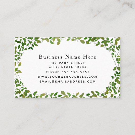 緑の植物の花柄の花屋 名刺 (裏面)