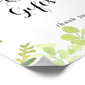 緑の植物の葉のカードとギフトサイン ポスター (角)