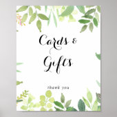 緑の植物の葉のカードとギフトサイン ポスター (正面)
