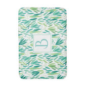 緑の植物の葉のシームレスなパターン バスマット (正面縦)