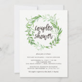 緑の植物の葉のリースのカップルのシャワー 招待状 (正面)