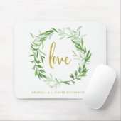 緑の植物の葉のリース|愛 マウスパッド (マウス)
