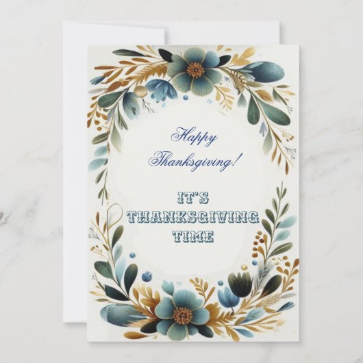 緑の植物の葉の秋の感謝祭 招待状 (裏面)