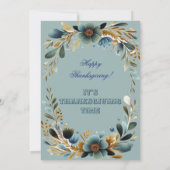 緑の植物の葉の秋の感謝祭 招待状 (裏面)