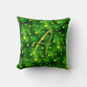 緑の植物の葉クリスマスツリーモノグラム クッション (正面)