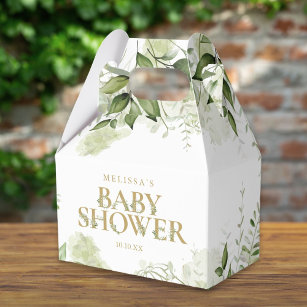 緑の植物の葉金ゴールド赤ちゃんシャワー フェイバーボックス