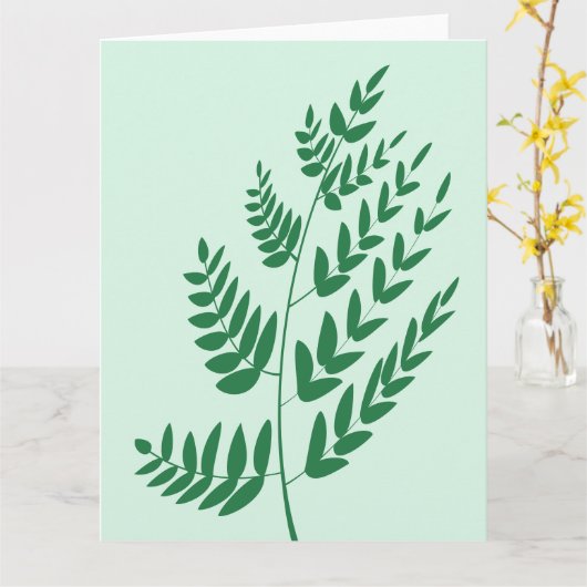 緑の植物の葉 カード (黄色い花)