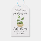 緑の植物の赤ちゃんシャワーありがとう救済"私の開花" ギフトタグ (正面)