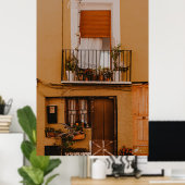 緑の植物を有する茶色の木製窓枠 ポスター (ホームオフィス)