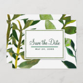 緑の植物グリーティング、輝く植物の葉、【保存の日】 案内ポストカード (正面/裏面)
