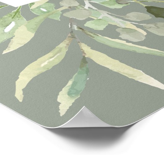 緑の植物セージ緑結婚の歓迎サイン ポスター (角)