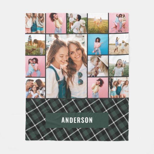 緑の植物モダンのミニマル吸血鬼15写真 フリースブランケット (正面)