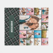 緑の植物モダンのミニマル吸血鬼15写真 フリースブランケット (正面(横))