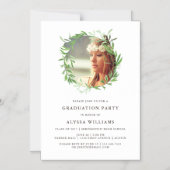 緑の植物リース|卒業パーティー マグネット招待状 (正面)