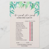 緑の植物リース"彼は彼女が言った"ゲーム チラシ (正面)