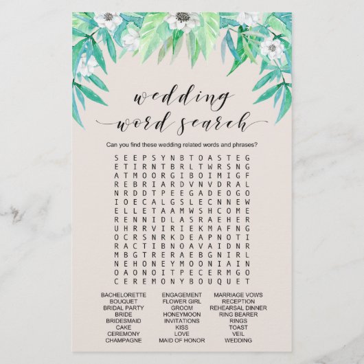 緑の植物リース"彼は彼女が言った"ゲーム チラシ (裏面)