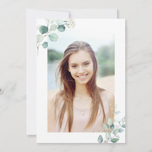 緑の植物学の手紙の卒業パーティーの写真 招待状 (裏面)