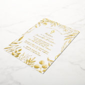 緑の植物学エレガントの男女兼用洗礼 箔招待状 (回転した状態)