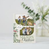 緑の植物学メリークリスマス2家族写真 シーズンポストカード (スタンド正面)