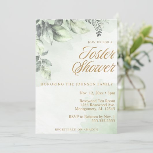 緑の植物学気にの里子/ベビーシャワー 招待状 (スタンド正面)