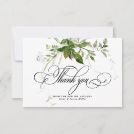 緑の植物学水彩書結婚道 サンキューカード