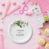 緑の植物学水彩書結婚道 ペーパープレート (パーティー)