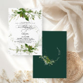 緑の植物学水彩書結婚道 招待状