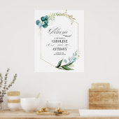 緑の植物学結婚の歓迎サイン ポスター (キッチン)