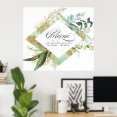 緑の植物学結婚の歓迎サイン ポスター (ホームオフィス)