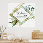 緑の植物学結婚の歓迎サイン ポスター (キッチン)