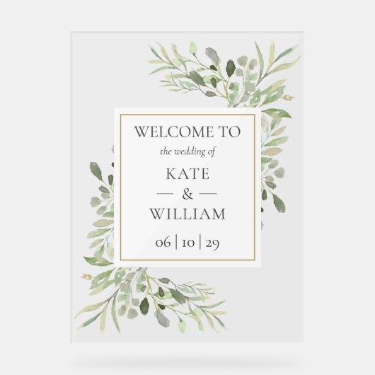 緑の植物学結婚の歓迎 アクリルサイン (正面)