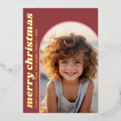 緑の植物学 – 写真モダンアーチ 箔シーズンカード (正面)