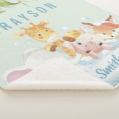 . .緑の植物性かわいい赤ん坊の動物を桶に シェルパブランケット (3/4)