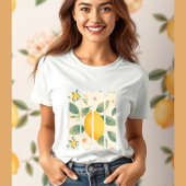 緑の植物性の離れ果物を持つレモン Tシャツ
