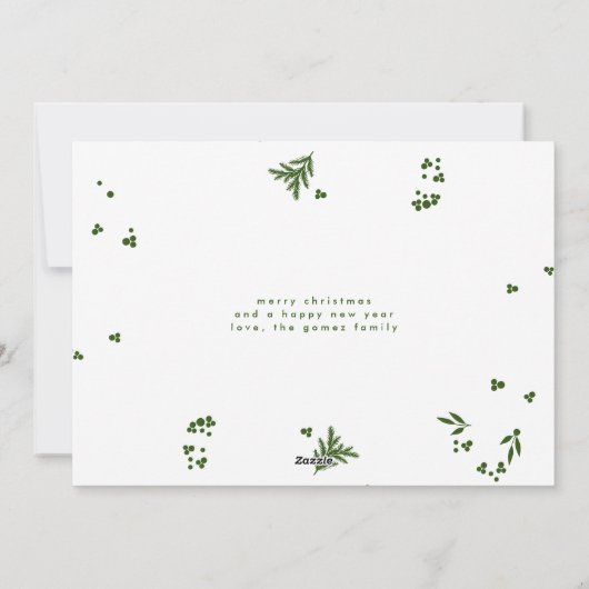 緑の植物性クリスマスフレーム写真最も幸せ シーズンカード (裏面)