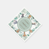緑の植物性サファリ動物ベビーシャワー スタンダードカクテルナプキン (角)