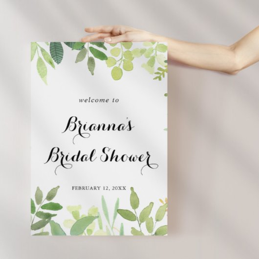 緑の植物性ブライダルシャワー歓迎ポスター ポスター