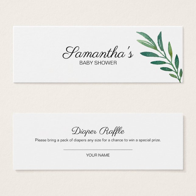 緑の植物性ベビーシャワーおむつラッフル (正面&裏面)