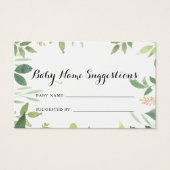 緑の植物性ベビー名の候補カード (正面)