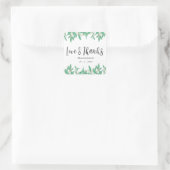 緑の植物性葉のエレガントなウェディングステッカー スクエアシール (バッグ)