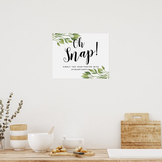 緑の植物性oh snap結婚のサインのハッシュタグ ポスター (キッチン)