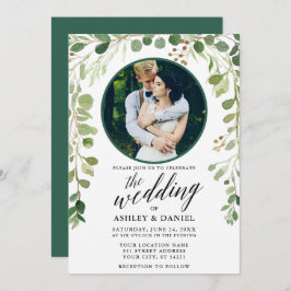 緑の植物書道写真結婚ズ 招待状
