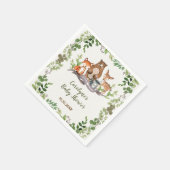 緑の植物森林動物の赤ちゃんシャワー スタンダードカクテルナプキン (角)
