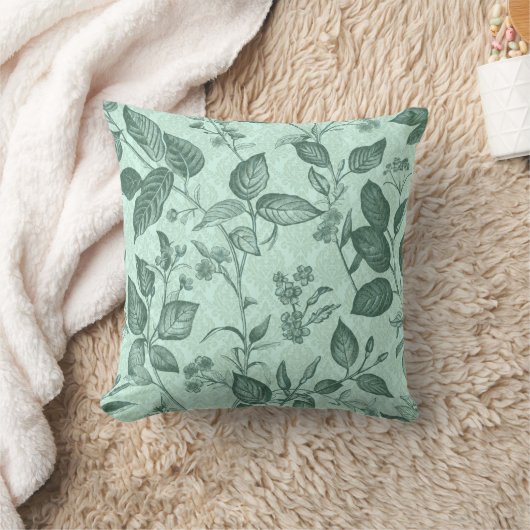 緑の植物模様 クッション (ブランケット)