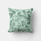 緑の植物模様 クッション (正面)