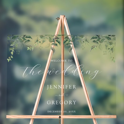 緑の植物水の色結婚の歓迎 アクリルサイン (ニュートラル)