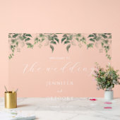 緑の植物水の色結婚の歓迎 アクリルサイン (ウェディング)