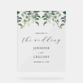 緑の植物水の色結婚の歓迎 アクリルサイン (正面)