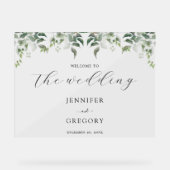 緑の植物水の色結婚の歓迎 アクリルサイン (正面)